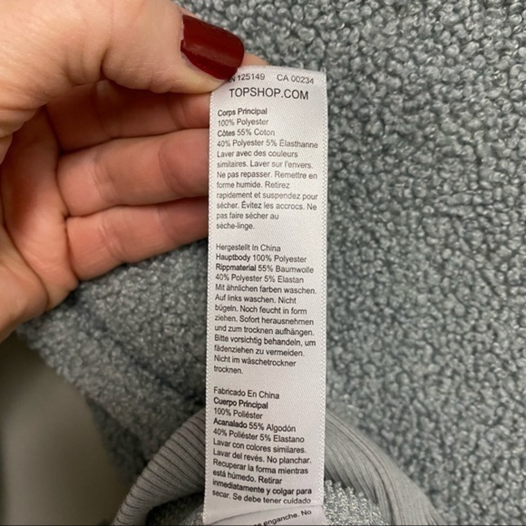 TOPSHOP | Boucle Fleece Sweatshirt Size 2 - Picture 6 of 7